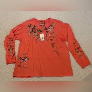 Johnny Was Acacia Seamed Relaxed Long Sleeve Tee - L - EUC with original tags